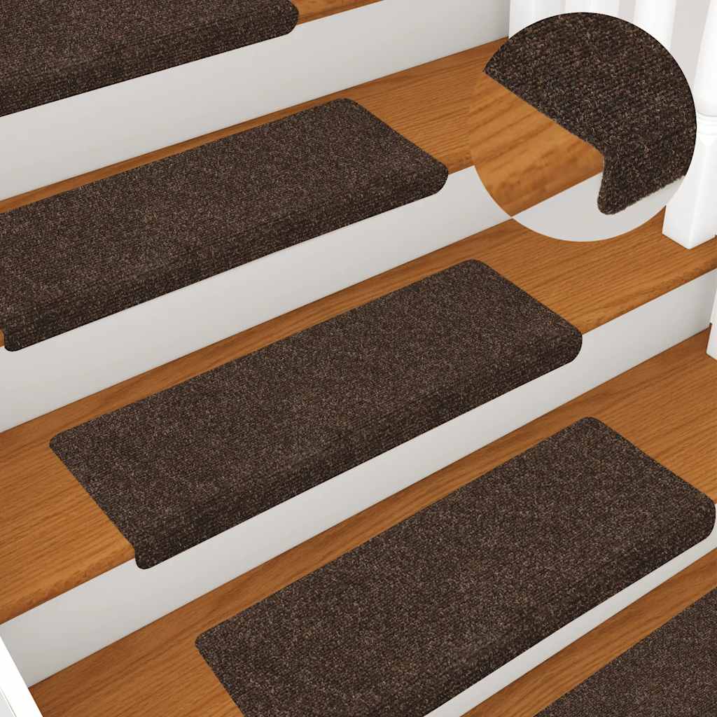 Stufenmatten Selbstklebend 15 Stk. 65x21x4 cm Braun Rechteckiger Rand