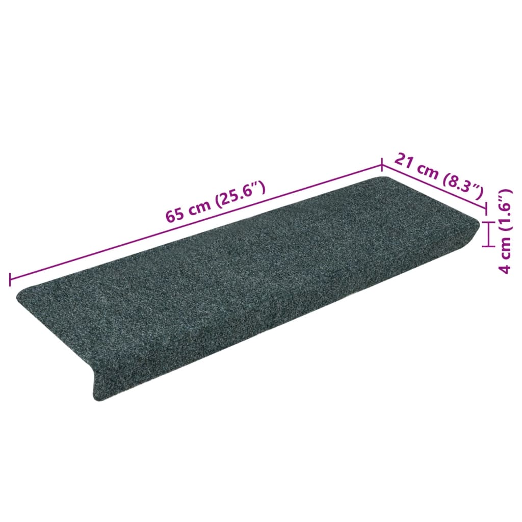 Stufenmatten Selbstklebend 15 Stk. 65x21x4 cm Grün Rechteckiger Rand