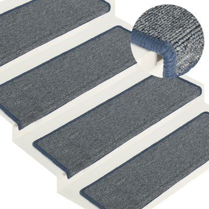 Stufenmatten 15 Stk. 65 x 21 x 4 cm Hellgrau und Blau Rechteckiger Rand