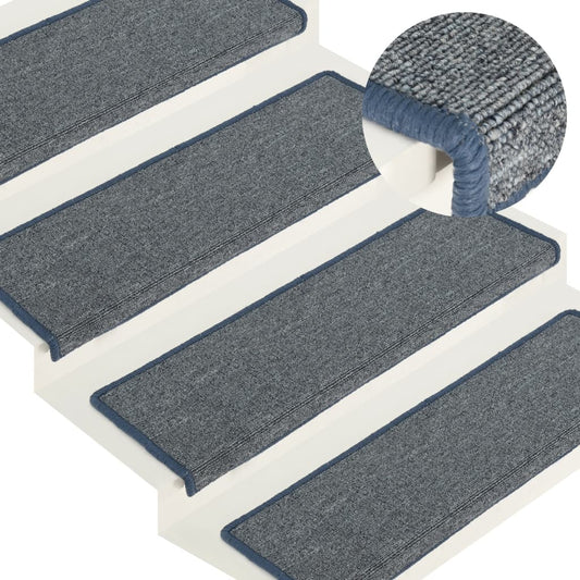 Stufenmatten 15 Stk. 65 x 21 x 4 cm Hellgrau und Blau Rechteckiger Rand