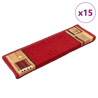 Treppenmatten Selbstklebend 15 Stk. 65x21x4 cm Rot