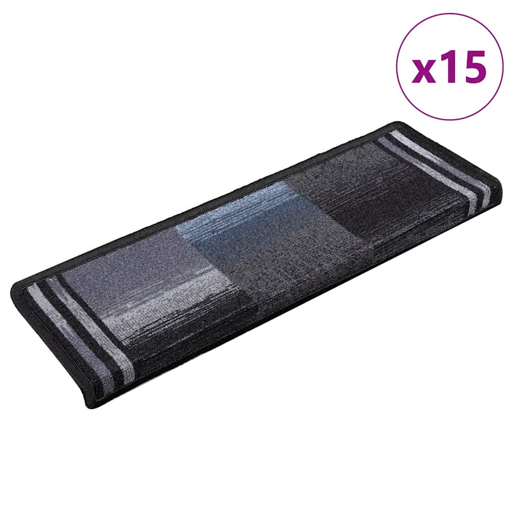Treppenmatten Selbstklebend 15 Stk. 65x21x4 cm Schwarz und Grau