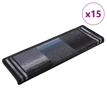 Treppenmatten Selbstklebend 15 Stk. 65x21x4 cm Schwarz und Grau