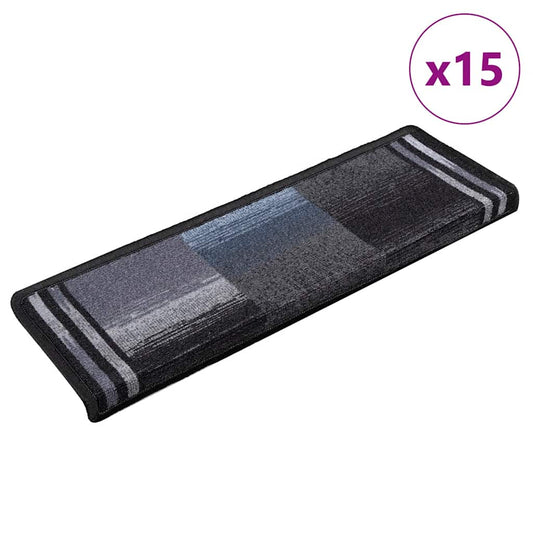 Treppenmatten Selbstklebend 15 Stk. 65x21x4 cm Schwarz und Grau