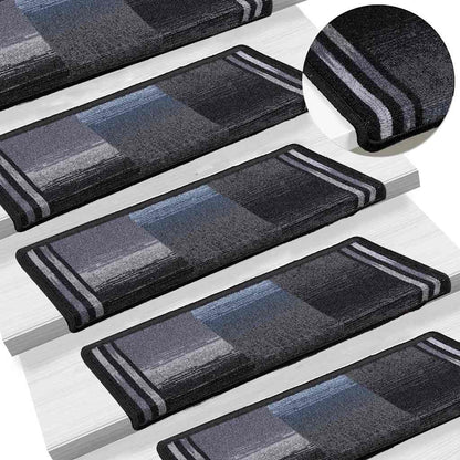 Treppenmatten Selbstklebend 15 Stk. 65x21x4 cm Schwarz und Grau