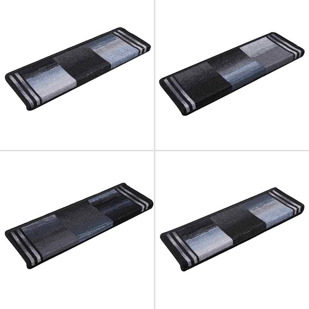 Treppenmatten Selbstklebend 15 Stk. 65x21x4 cm Schwarz und Grau