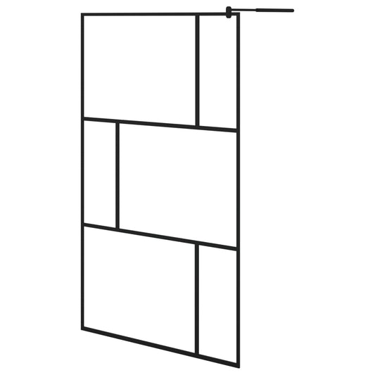 Duschwand für Begehbare Duschen mit Hartglas Schwarz 115x195 cm