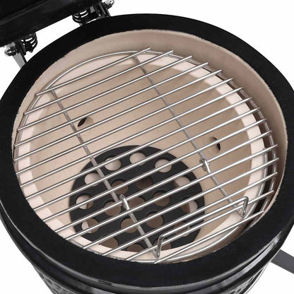 2-in-1 Kamado-Grill Smoker Keramik 56 cm Schwarz