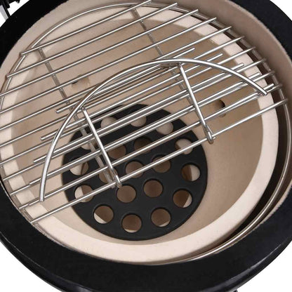 2-in-1 Kamado-Grill Smoker Keramik 56 cm Schwarz