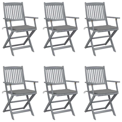 Klappbare Gartenstühle 6 Stk. mit Sitzkissen Massivholz Akazie