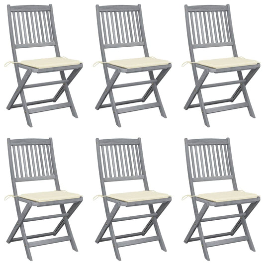 Klappbare Gartenstühle 6 Stk. mit Sitzkissen Massivholz Akazie
