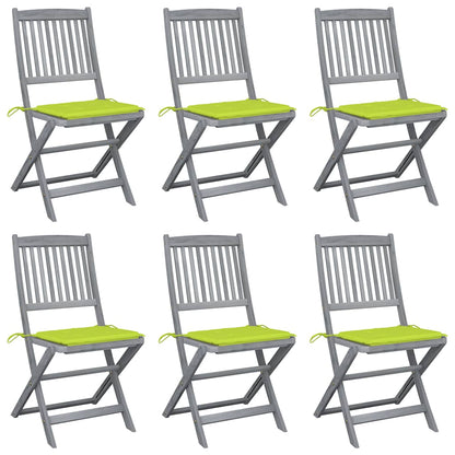 Klappbare Gartenstühle 6 Stk. mit Sitzkissen Massivholz Akazie