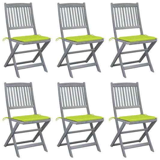 Klappbare Gartenstühle 6 Stk. mit Sitzkissen Massivholz Akazie