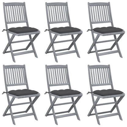 Klappbare Gartenstühle 6 Stk. mit Kissen Massivholz Akazie