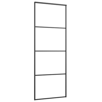 Schiebetür Aluminium und ESG Glas 76x205 cm Schwarz