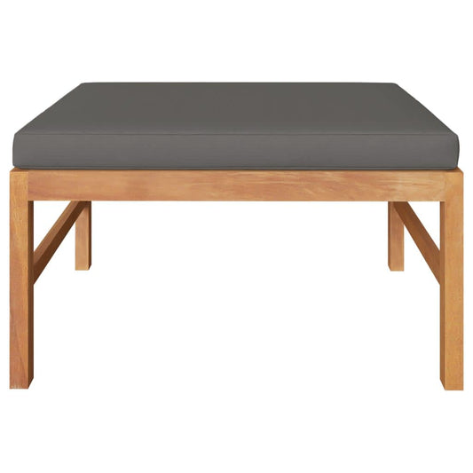 Fußhocker mit Dunkelgrauer Auflage Massivholz Teak