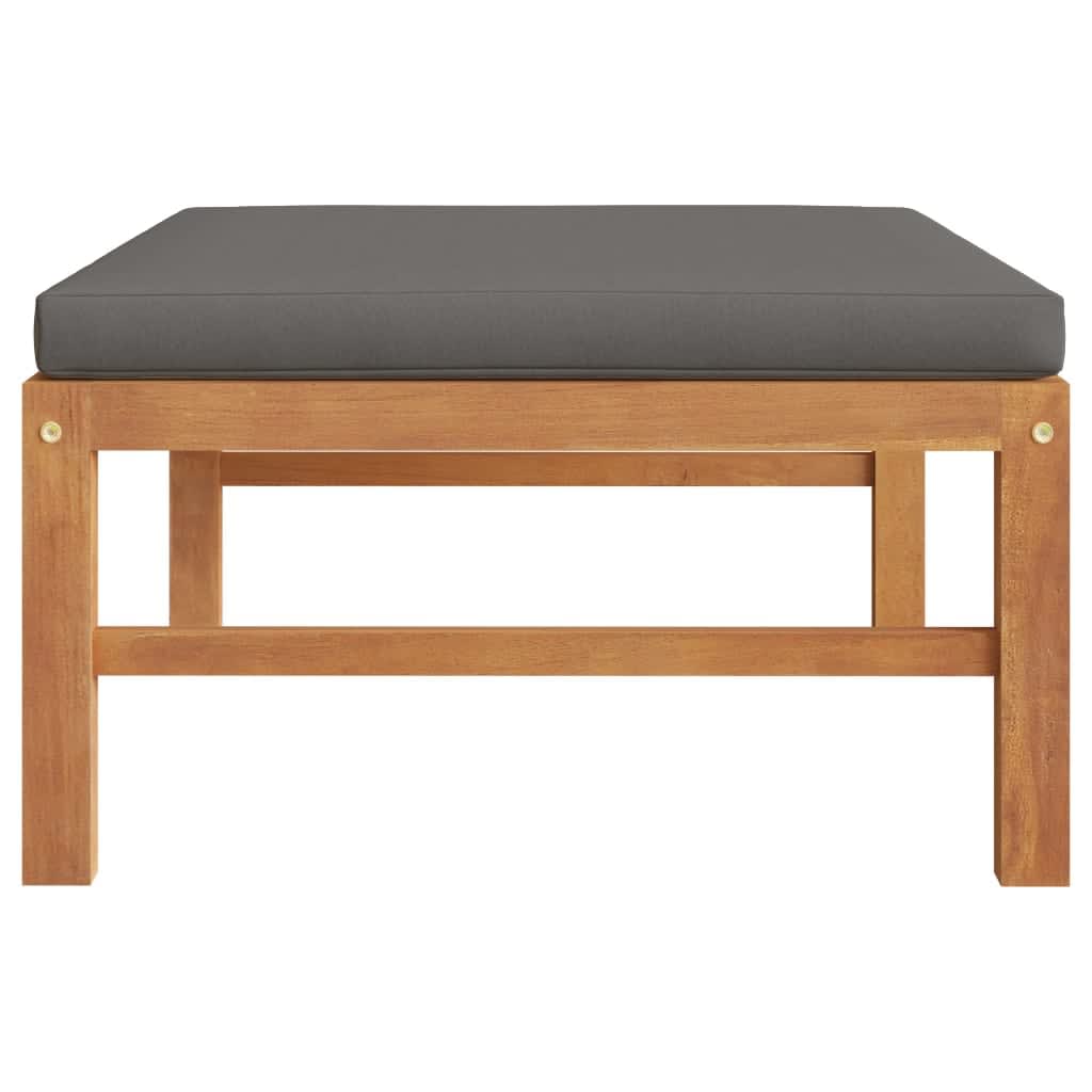 Fußhocker mit Dunkelgrauer Auflage Massivholz Teak