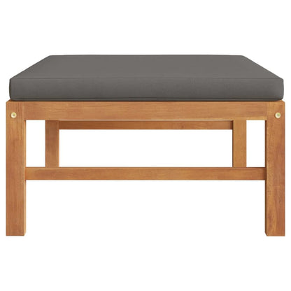 Fußhocker mit Dunkelgrauer Auflage Massivholz Teak