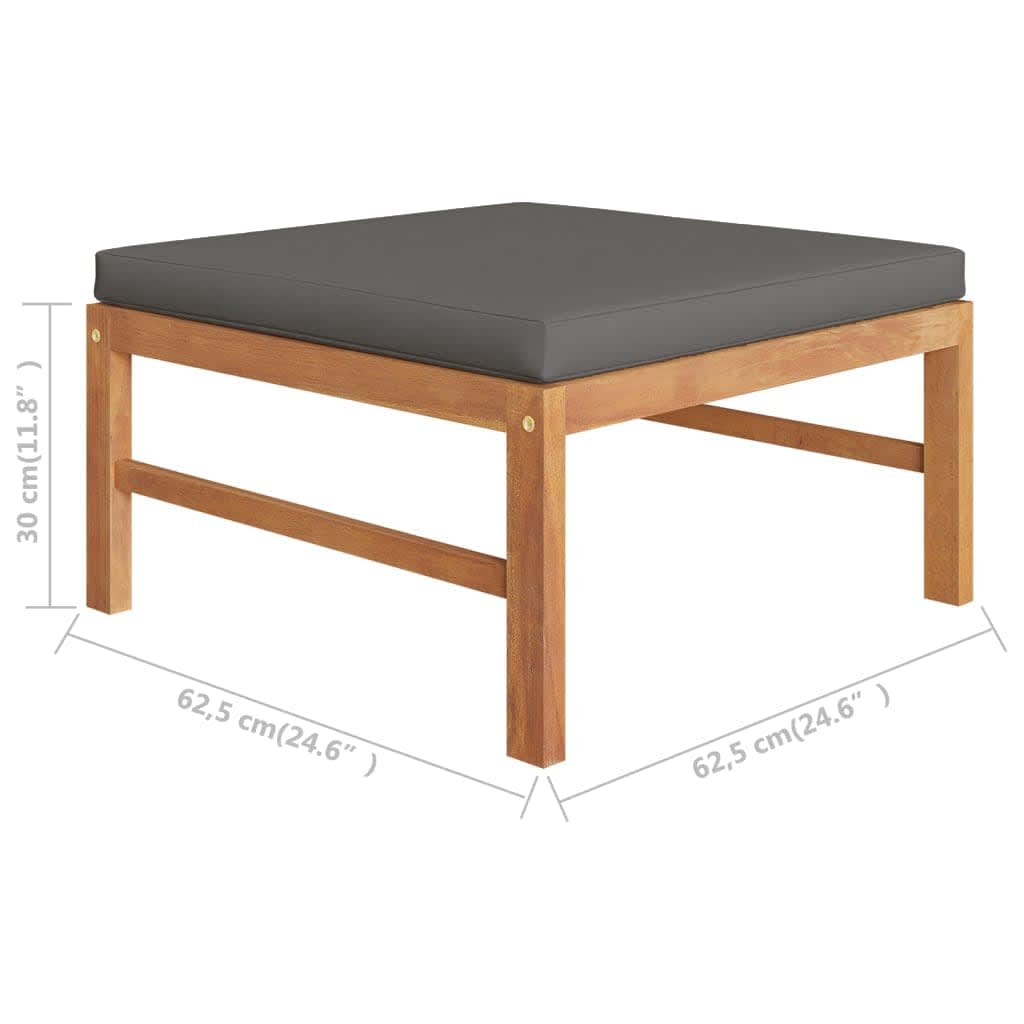 Fußhocker mit Dunkelgrauer Auflage Massivholz Teak