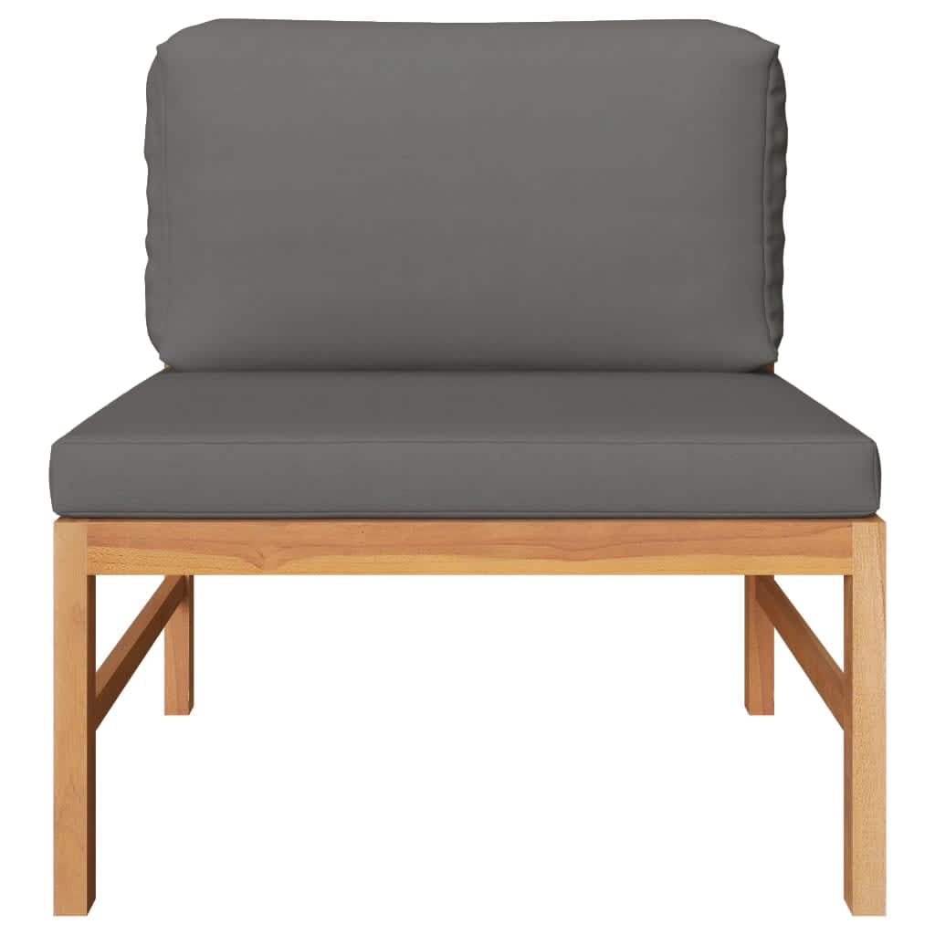 3-tlg. Garten-Lounge-Set mit Dunkelgrauen Kissen Teakholz
