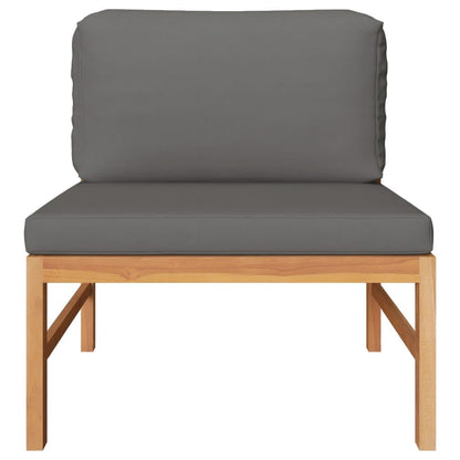 3-tlg. Garten-Lounge-Set mit Dunkelgrauen Kissen Teakholz