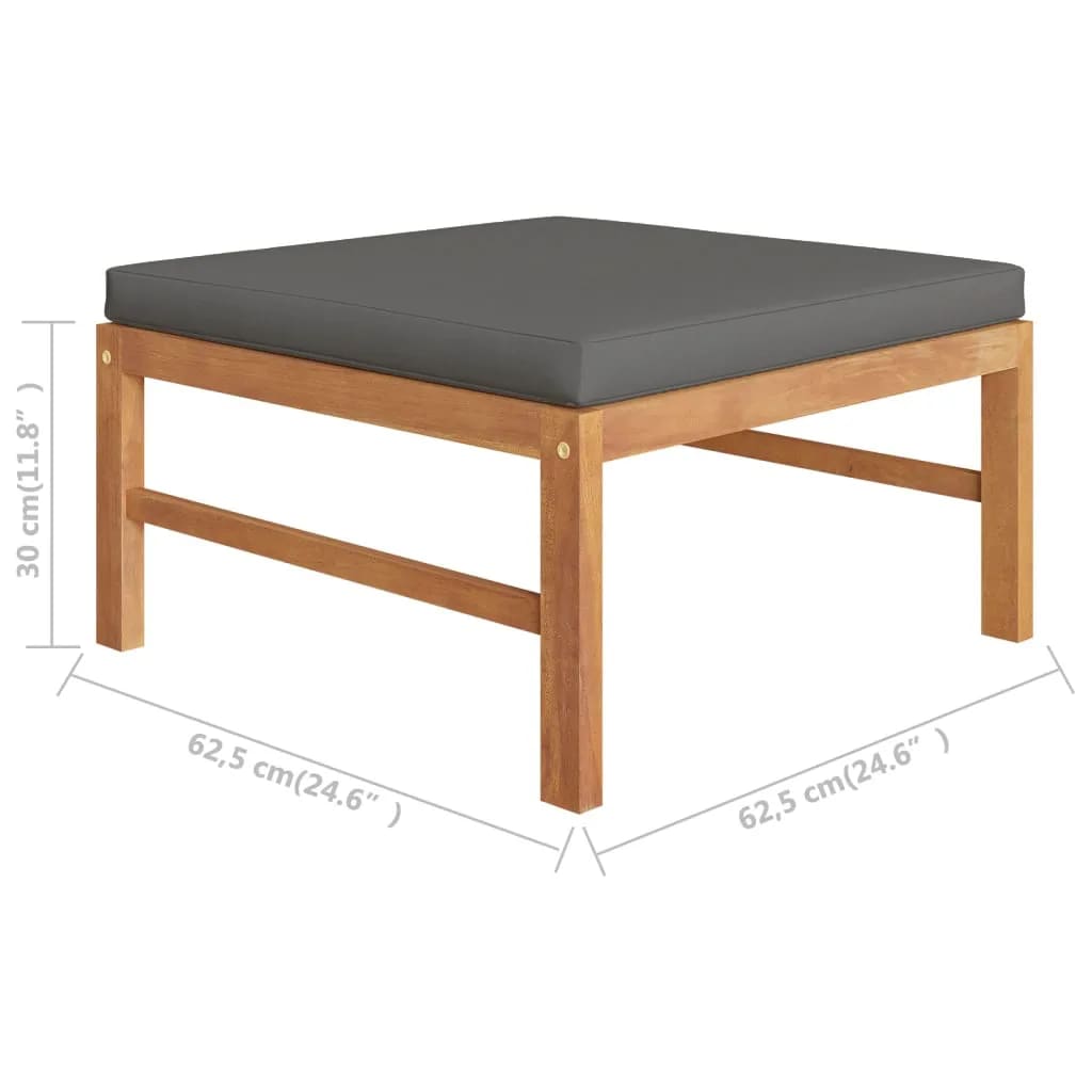 3-tlg. Garten-Lounge-Set mit Dunkelgrauen Kissen Teakholz