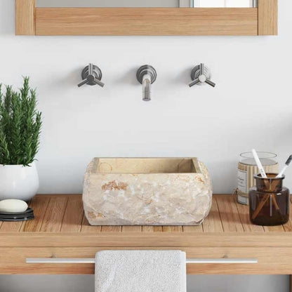 Waschbecken Creme 30x30x13 cm Marmor