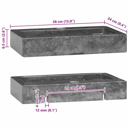 Wandwaschbecken Grau 38x24x6,5 cm Marmor