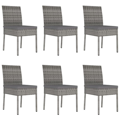 7-tlg. Garten-Essgruppe Poly Rattan Grau