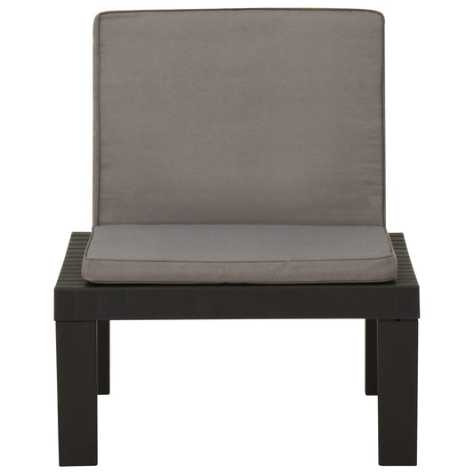 Garten-Lounge-Stuhl mit Auflage Kunststoff Grau