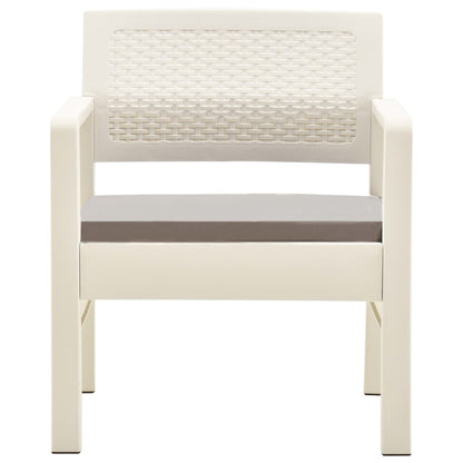 3-tlg. Garten-Lounge-Set mit Auflagen Kunststoff Weiß