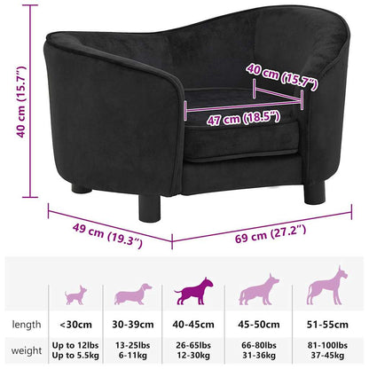 Hundesofa Schwarz 69x49x40 cm Plüsch
