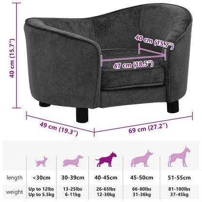 Hundesofa Dunkelgrau 69x49x40 cm Plüsch