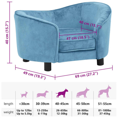 Hundesofa Türkis 69x49x40 cm Plüsch