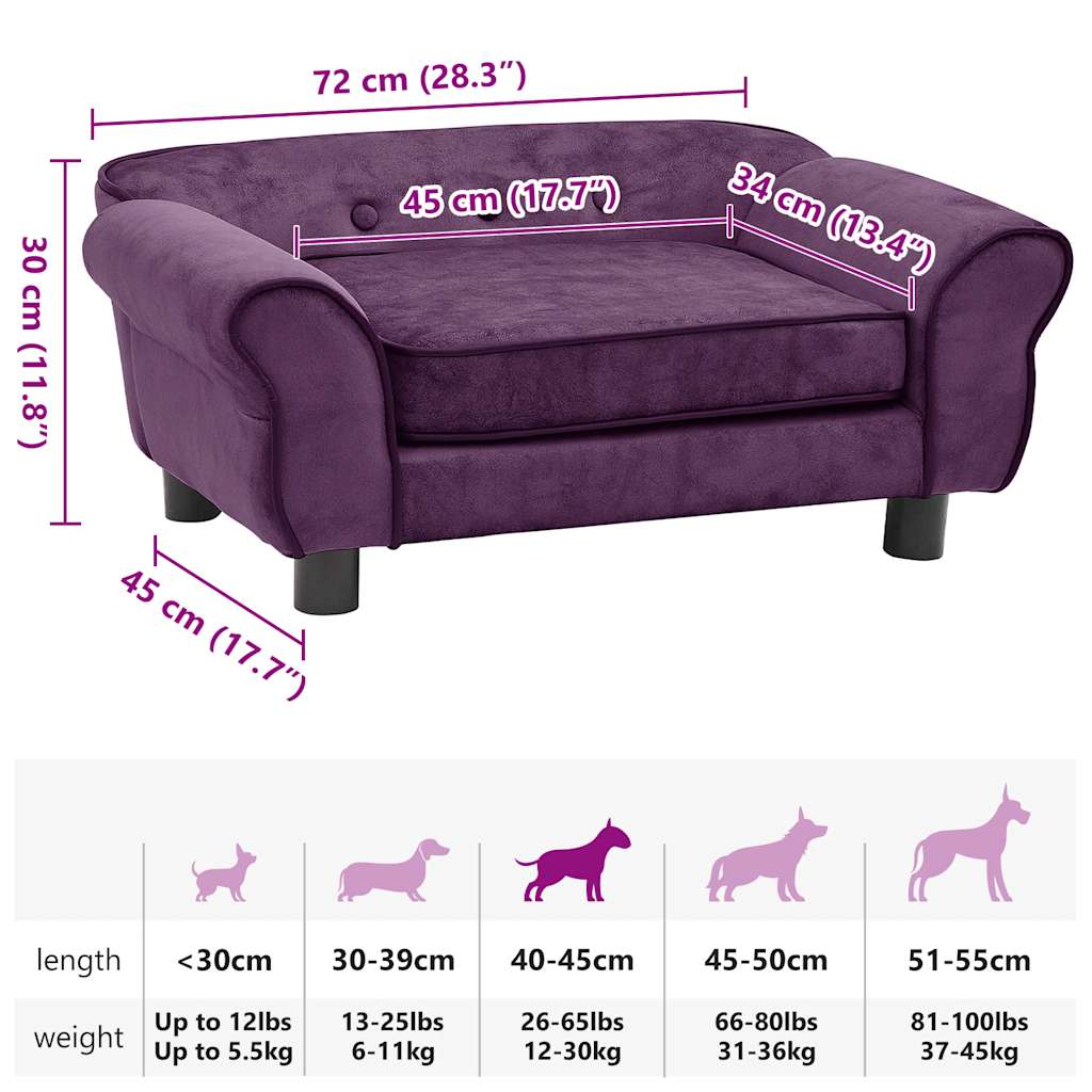Hundesofa Burgunderrot 72x45x30 cm Plüsch
