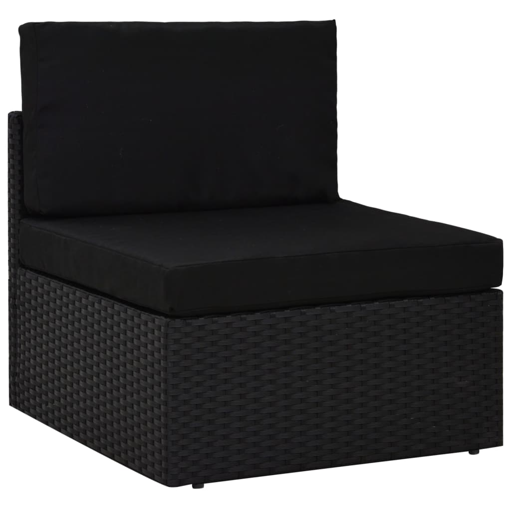4-tlg. Garten-Lounge-Set mit Kissen Schwarz Poly Rattan