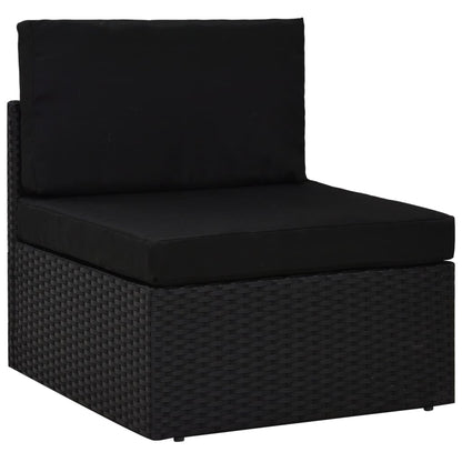 4-tlg. Garten-Lounge-Set mit Kissen Schwarz Poly Rattan