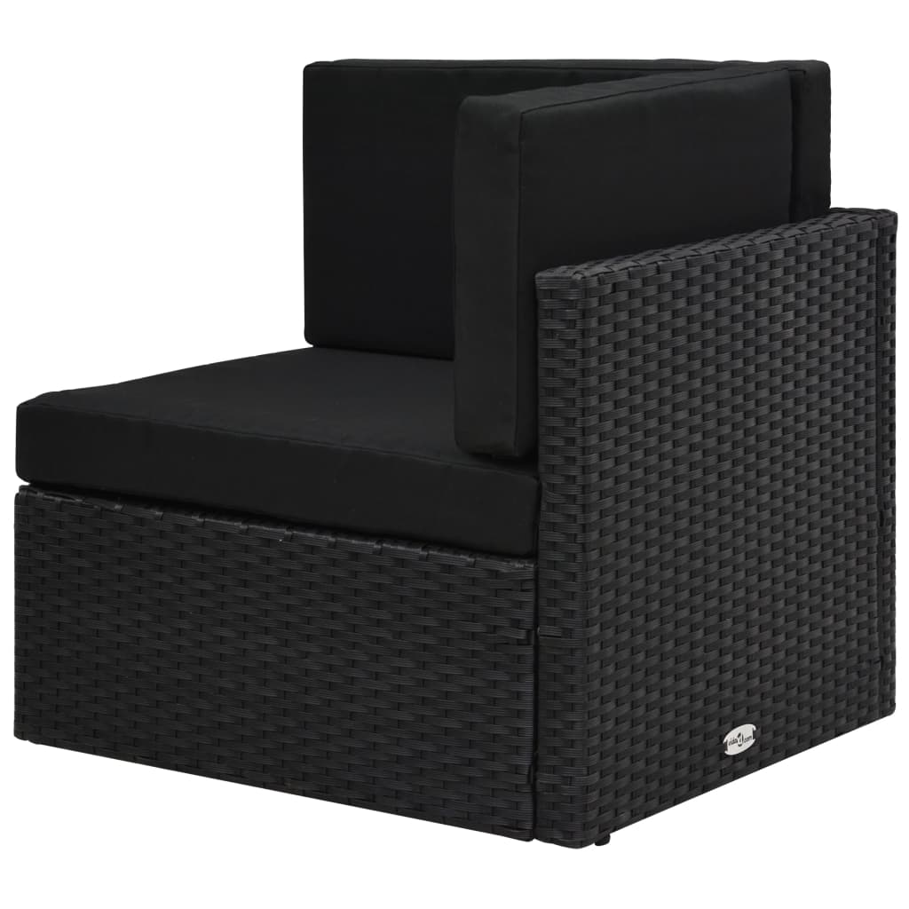 5-tlg. Garten-Lounge-Set mit Kissen Schwarz Poly Rattan