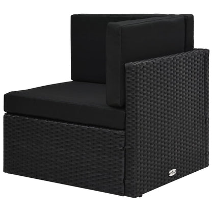 5-tlg. Garten-Lounge-Set mit Kissen Schwarz Poly Rattan