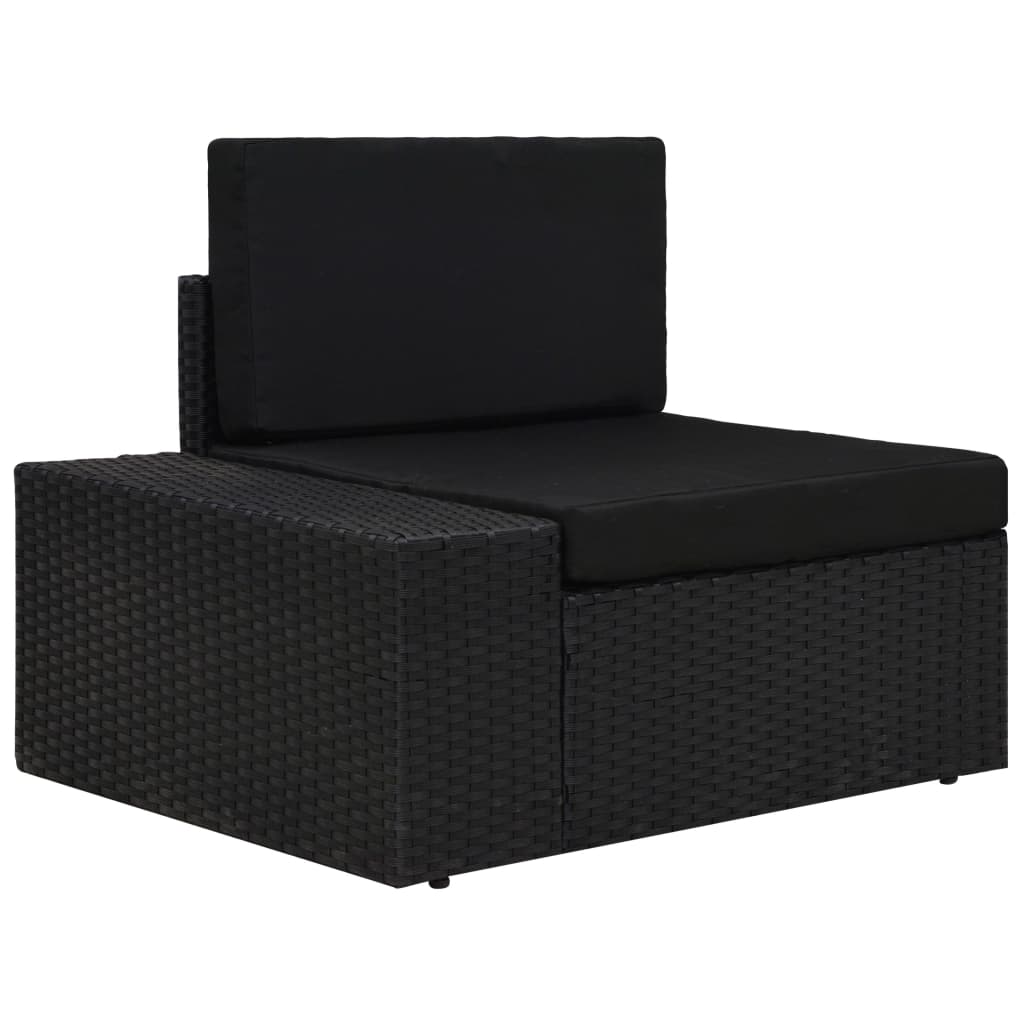 5-tlg. Garten-Lounge-Set mit Kissen Schwarz Poly Rattan