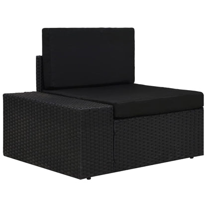5-tlg. Garten-Lounge-Set mit Kissen Schwarz Poly Rattan