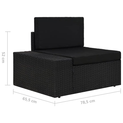 5-tlg. Garten-Lounge-Set mit Kissen Schwarz Poly Rattan