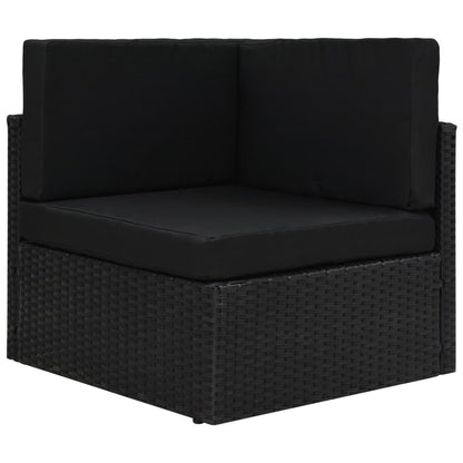 5-tlg. Garten-Lounge-Set mit Kissen Schwarz Poly Rattan