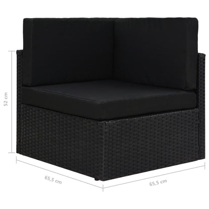 5-tlg. Garten-Lounge-Set mit Kissen Schwarz Poly Rattan
