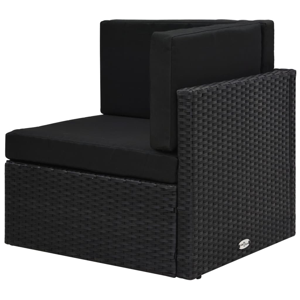 6-tlg. Garten-Lounge-Set mit Kissen Schwarz Poly Rattan