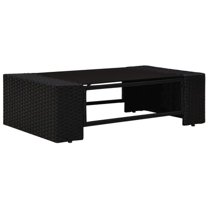 8-tlg. Garten-Lounge-Set mit Kissen Schwarz Poly Rattan