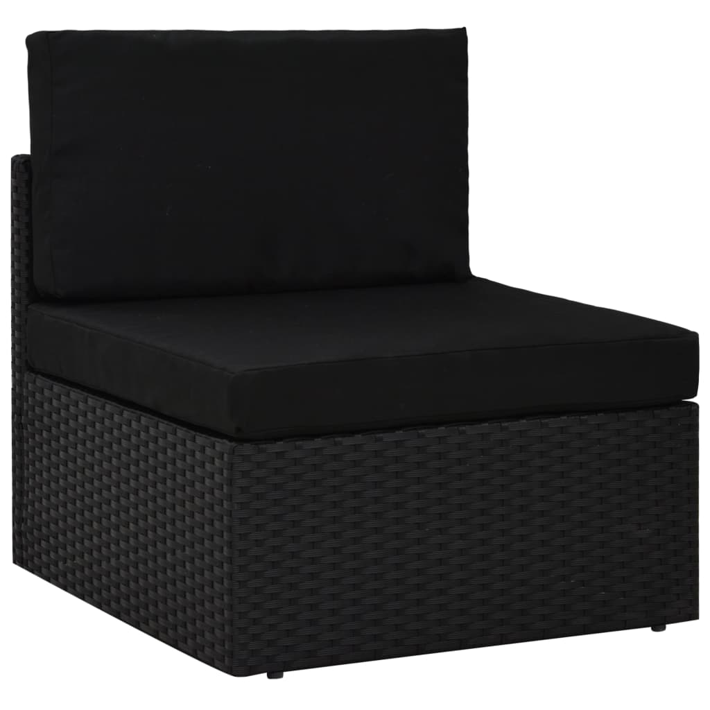 10-tlg. Garten-Lounge-Set mit Kissen Schwarz Poly Rattan