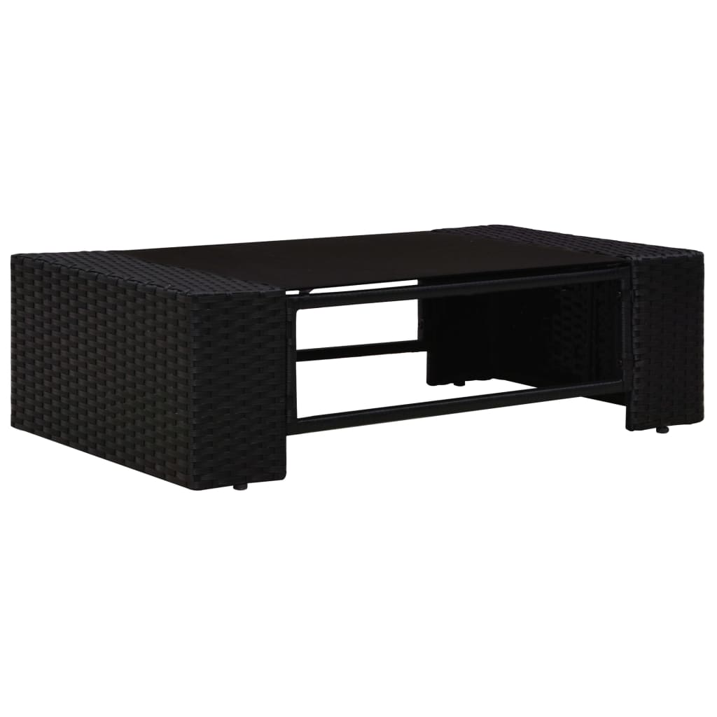 10-tlg. Garten-Lounge-Set mit Kissen Schwarz Poly Rattan