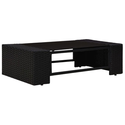 10-tlg. Garten-Lounge-Set mit Kissen Schwarz Poly Rattan