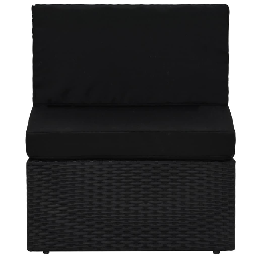 10-tlg. Garten-Lounge-Set mit Kissen Schwarz Poly Rattan